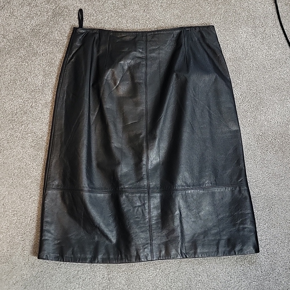 Susan Bristol leather pencil skirt